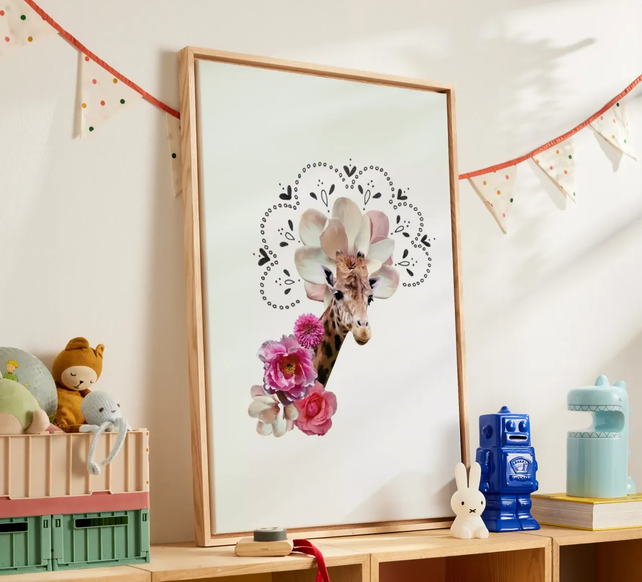 Giraffe Collage canvas met Baklijst van Miles of Light
