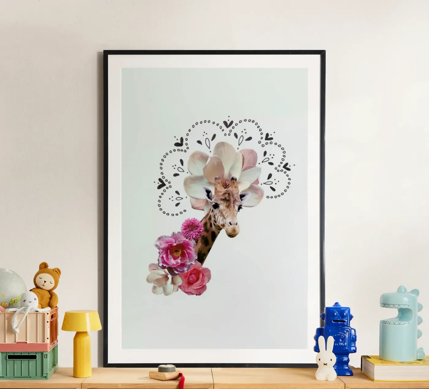 Giraffe Collage poster by Miles of Light