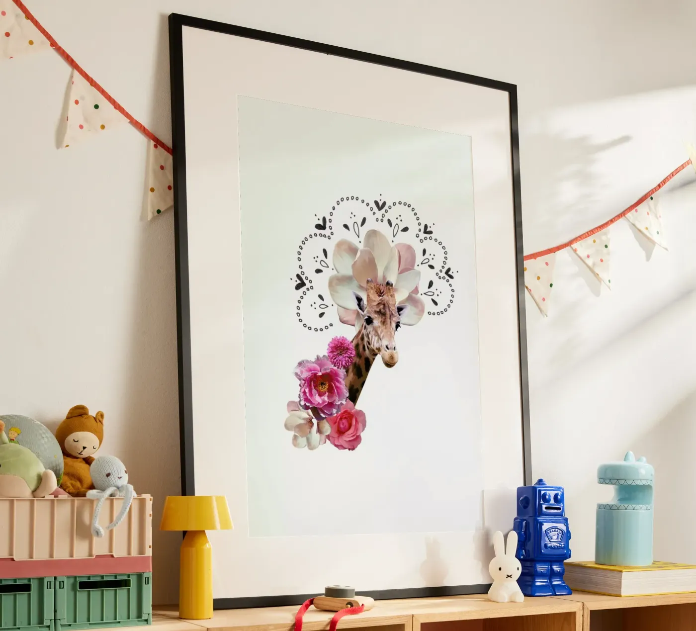 Giraffe Collage poster by Miles of Light