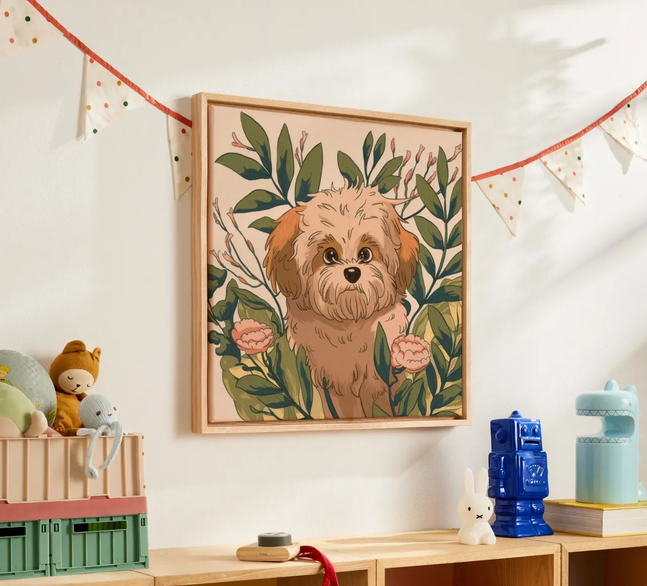 Essenza floreale per cuccioli tela con Cornice a cassetta da Timeless Huse