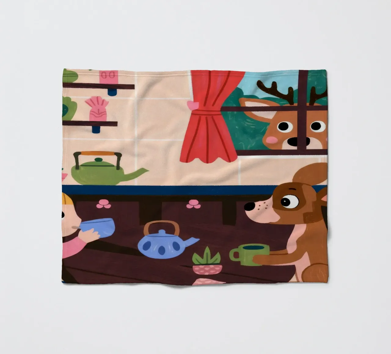 Whimsical Tea Companions fleece blanket by Timeless Huse
