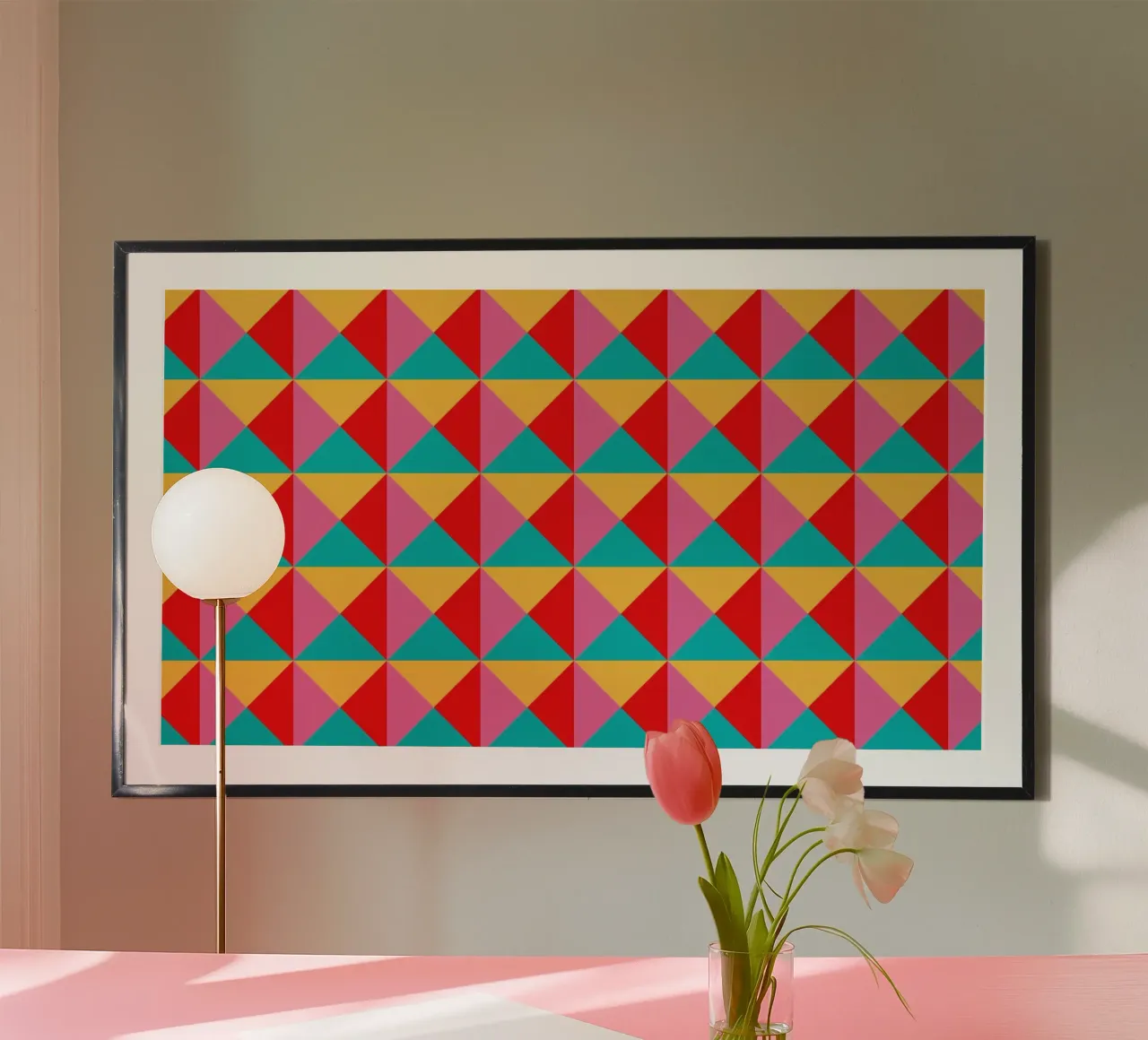 Design vivacemente colorato, turchese, rosa, giallo e rosso poster da CreatedbySon