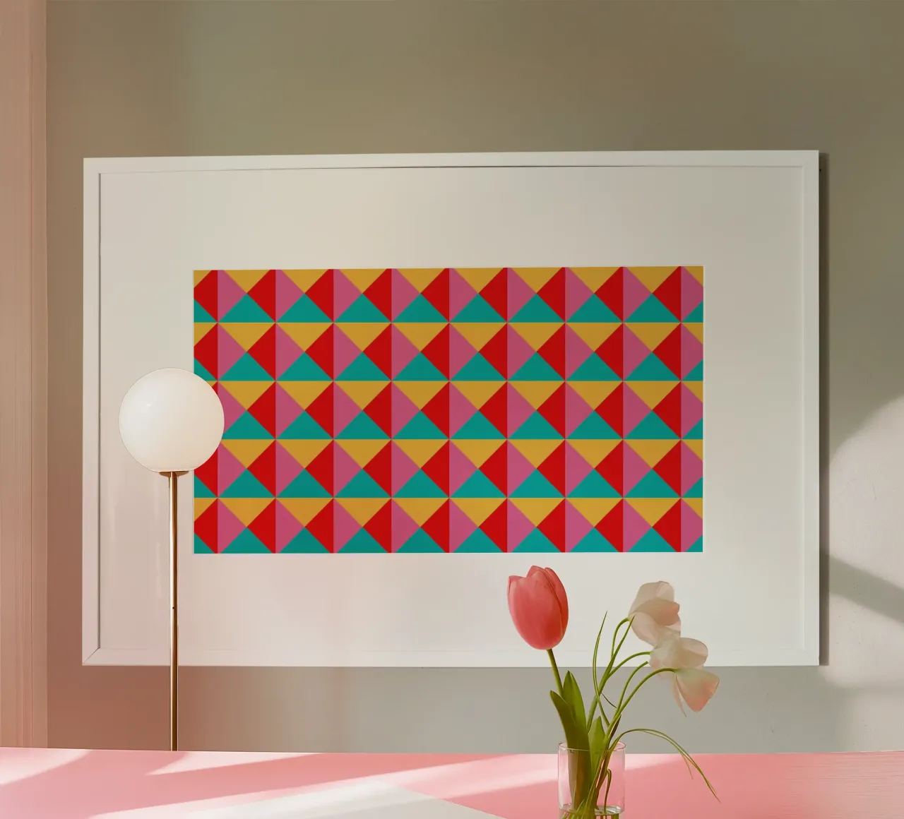 Design vivacemente colorato, turchese, rosa, giallo e rosso poster da CreatedbySon