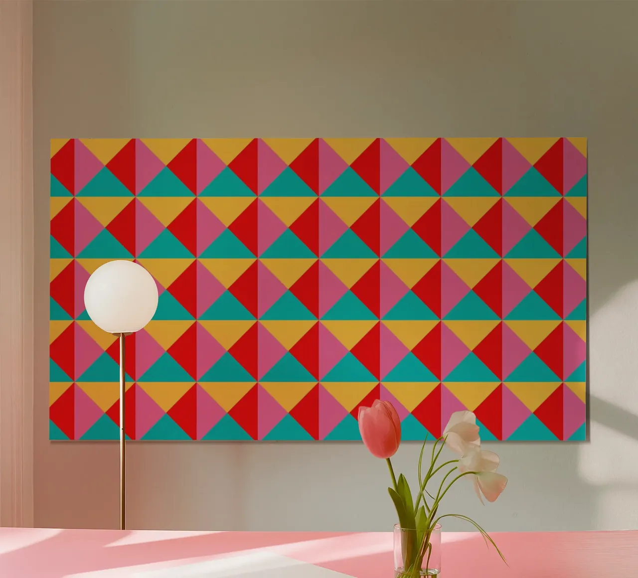 Design vivacemente colorato, turchese, rosa, giallo e rosso poster da CreatedbySon