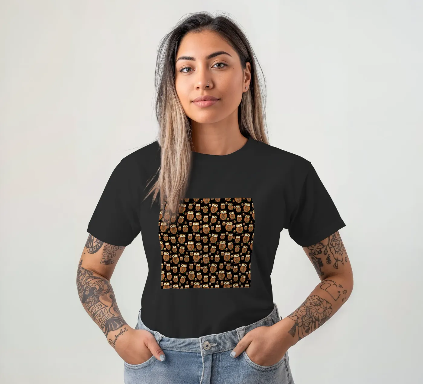 Cute owls pattern t-shirt da baobabprintstore