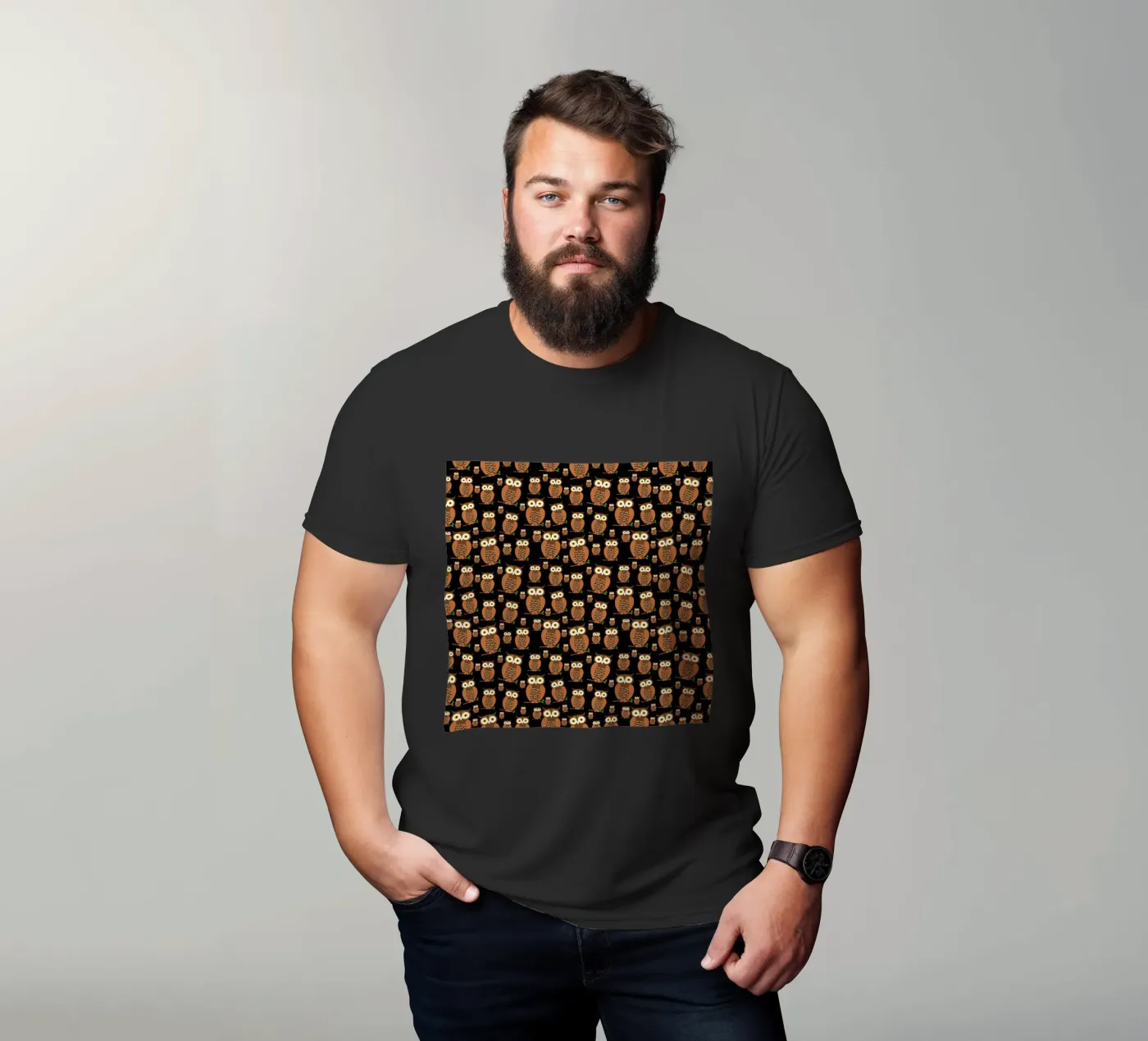 Cute owls pattern t-shirt da baobabprintstore