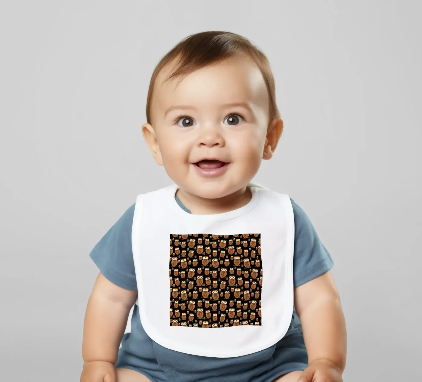 Cute owls pattern bavaglino da baobabprintstore
