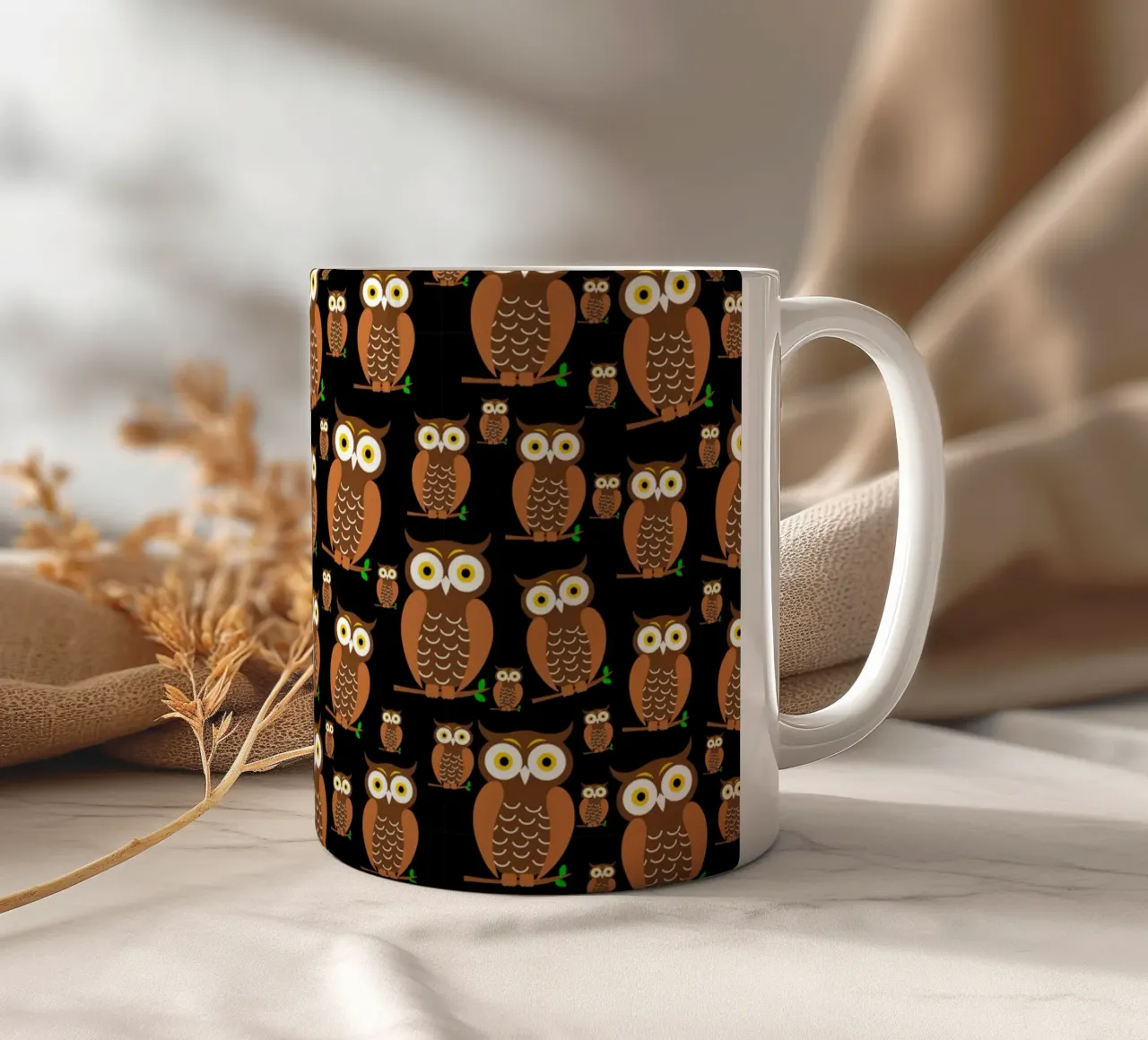 Cute owls pattern tazza in ceramica da baobabprintstore