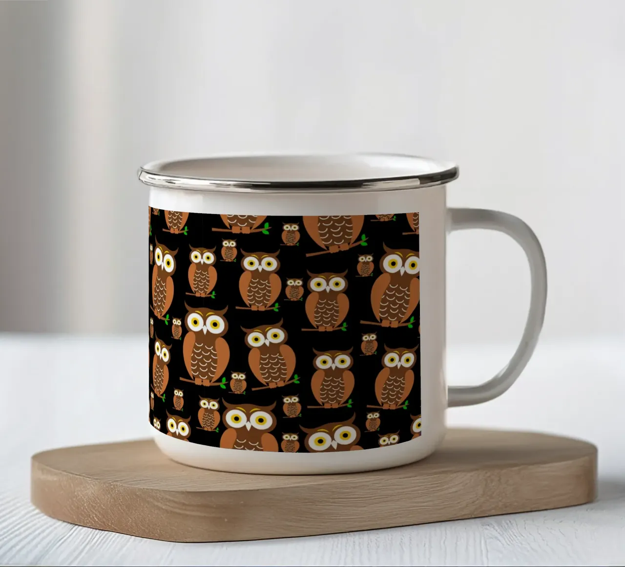 Cute owls pattern tazza in smalto da baobabprintstore