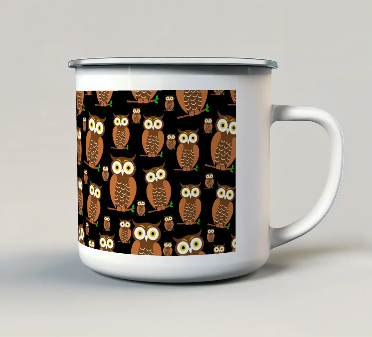 Cute owls pattern tazza in smalto da baobabprintstore