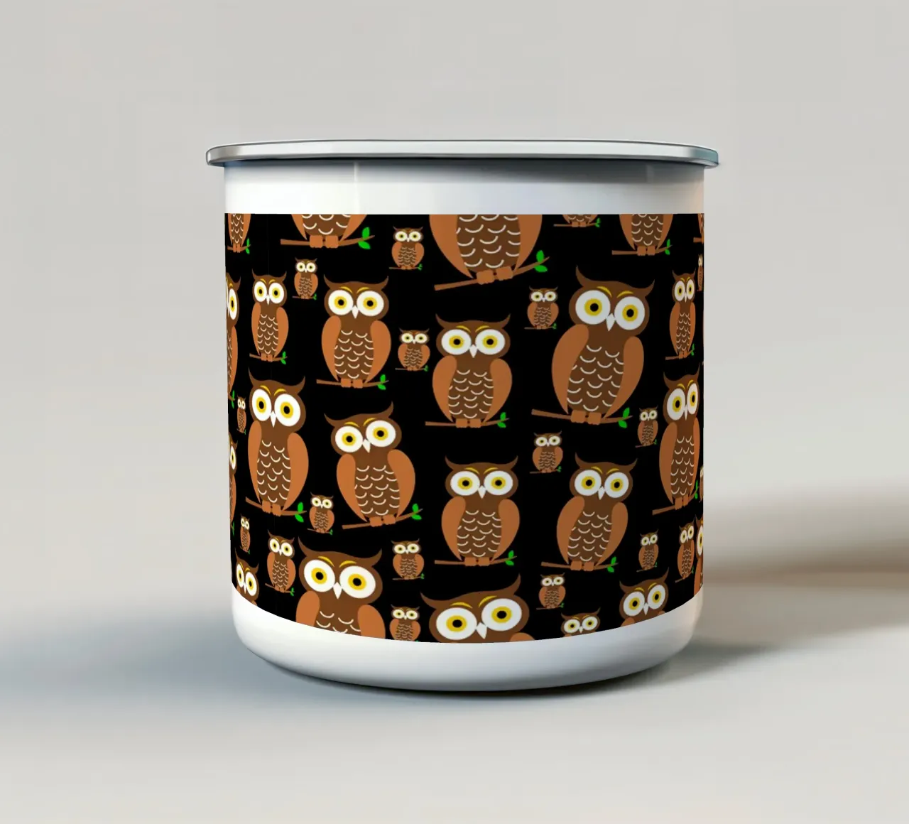 Cute owls pattern tazza in smalto da baobabprintstore