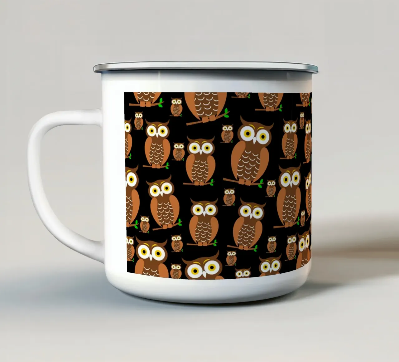 Cute owls pattern tazza in smalto da baobabprintstore
