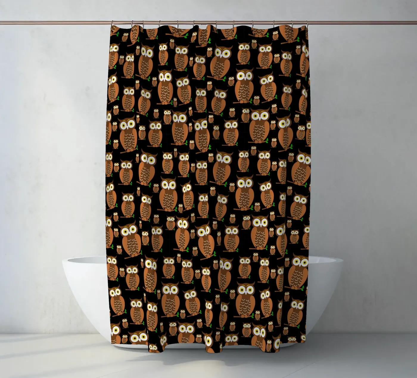 Cute owls pattern Duschvorhang von baobabprintstore
