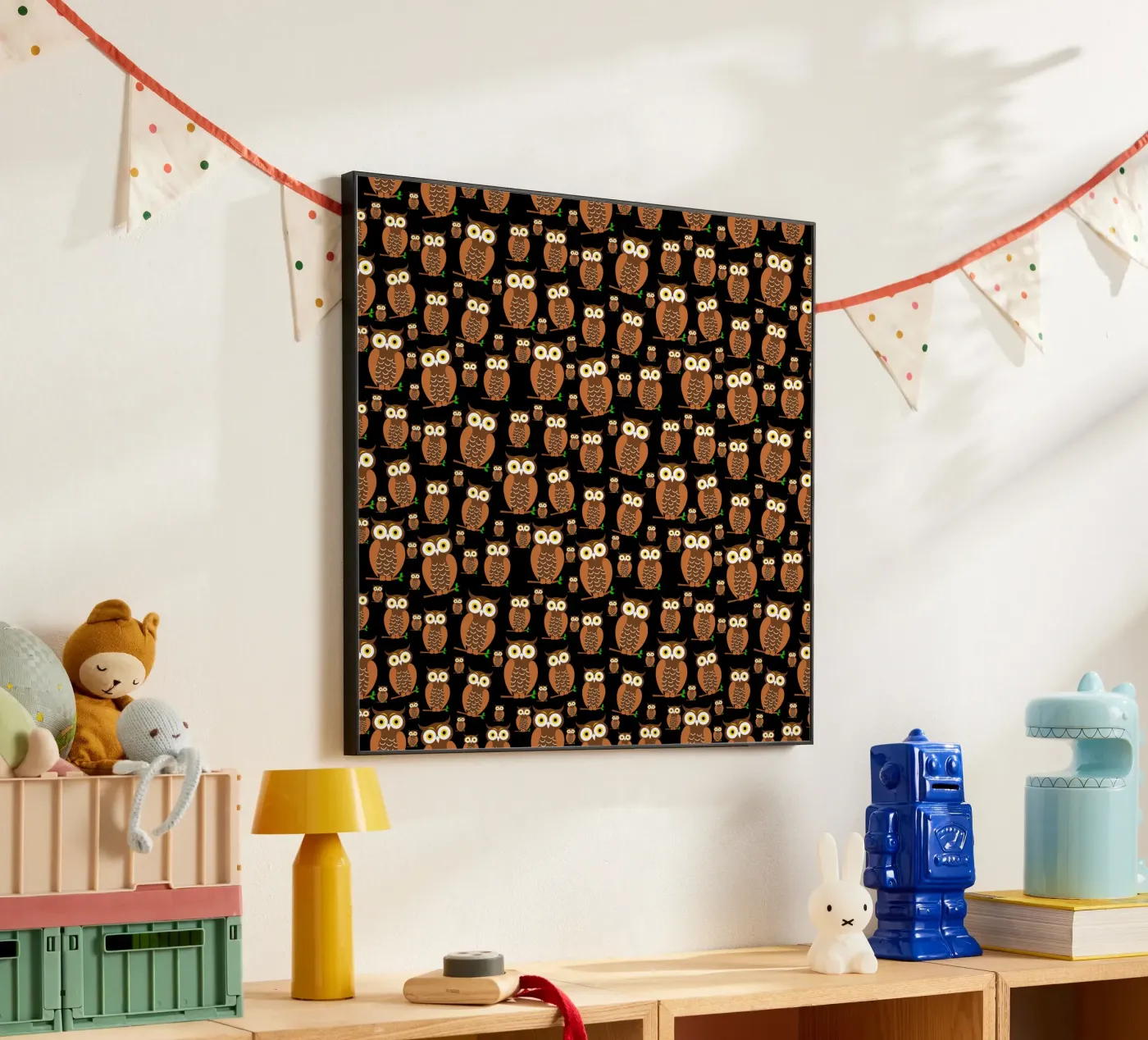 Cute owls pattern pannello forex da baobabprintstore