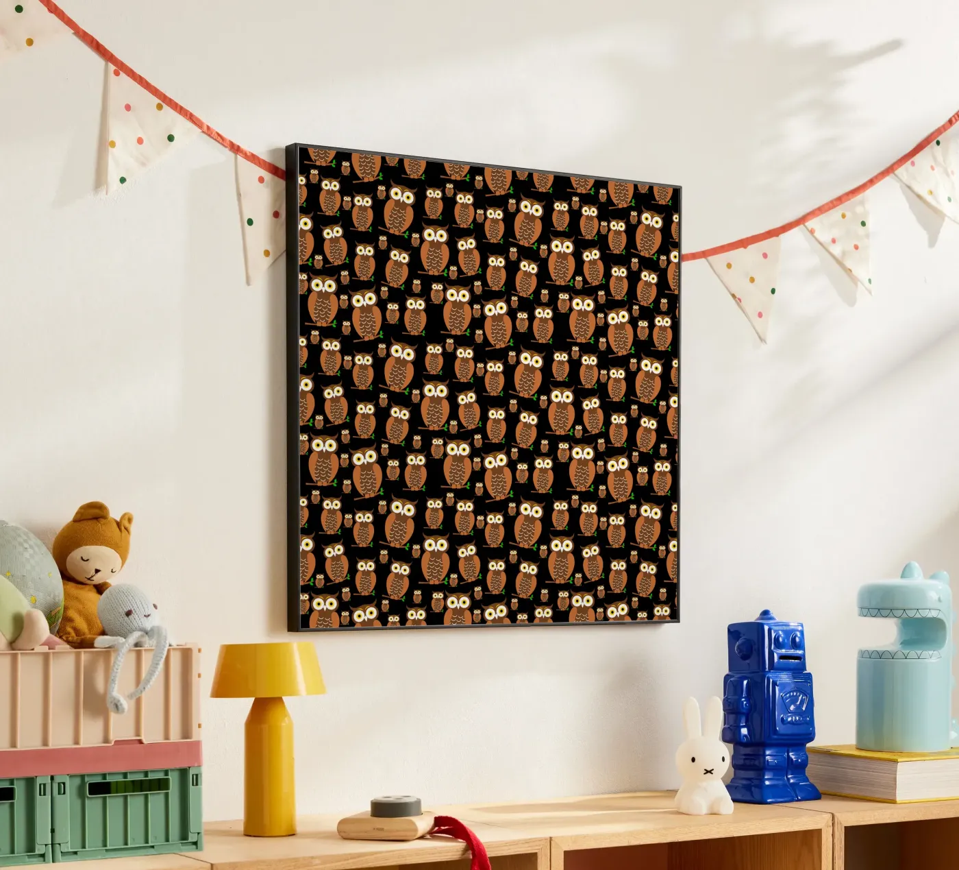 Cute owls pattern pannello forex da baobabprintstore