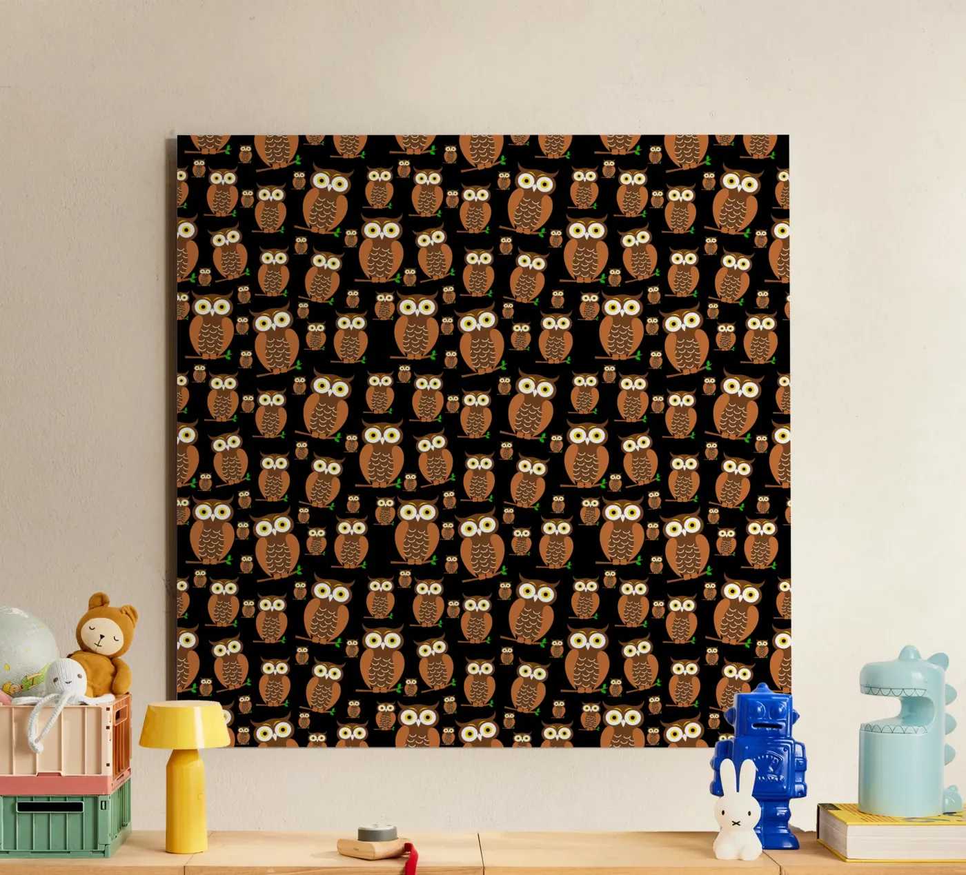 Cute owls pattern pannello forex da baobabprintstore