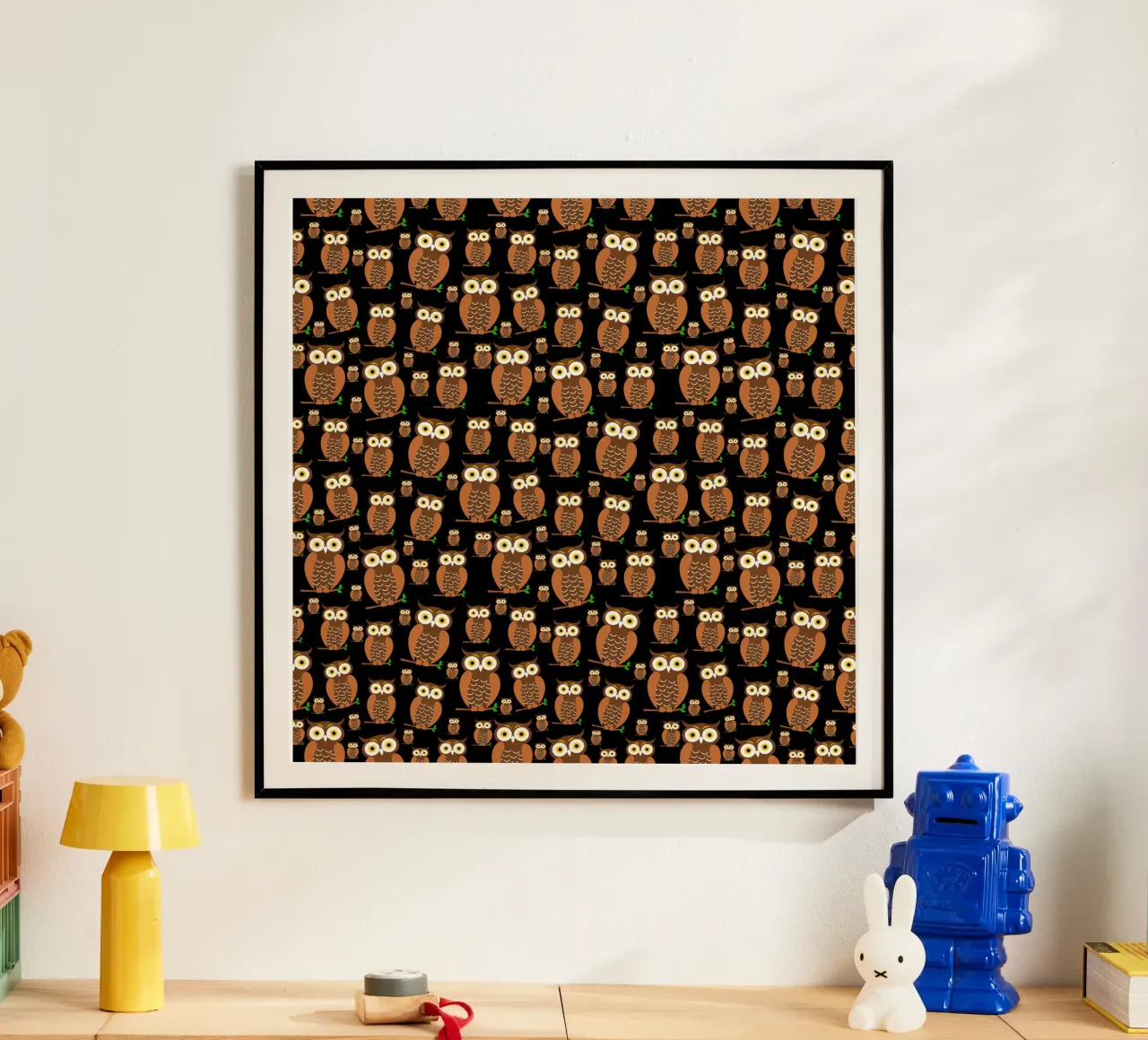 Cute owls pattern Poster von baobabprintstore