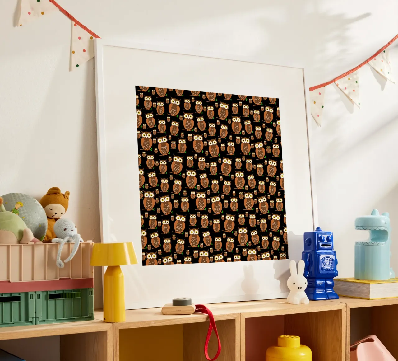 Cute owls pattern Poster von baobabprintstore