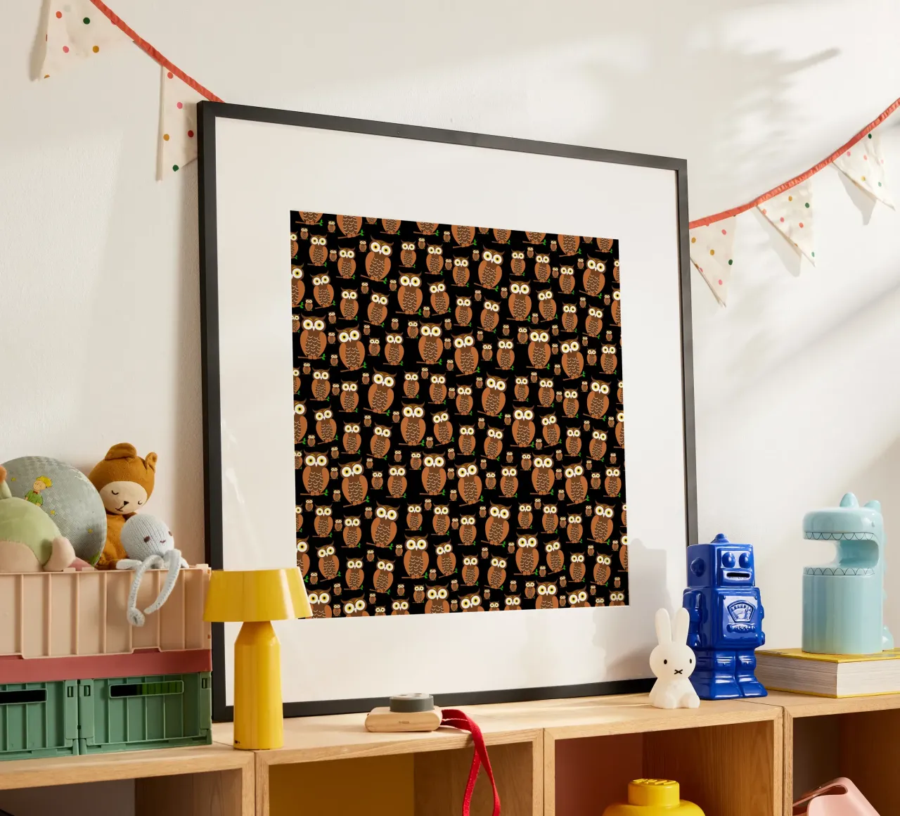 Cute owls pattern Poster von baobabprintstore