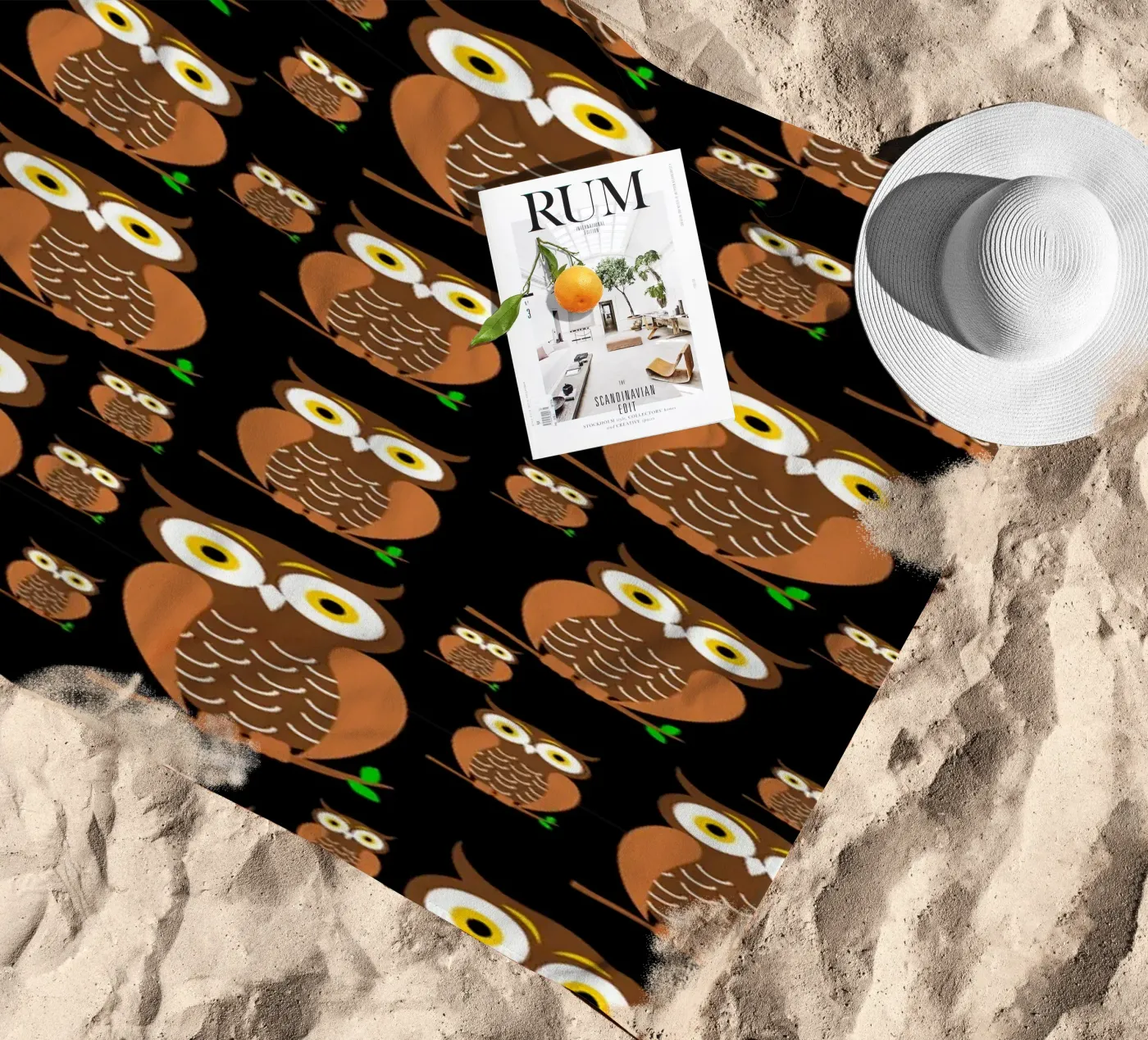 Cute owls pattern Strandtuch von baobabprintstore