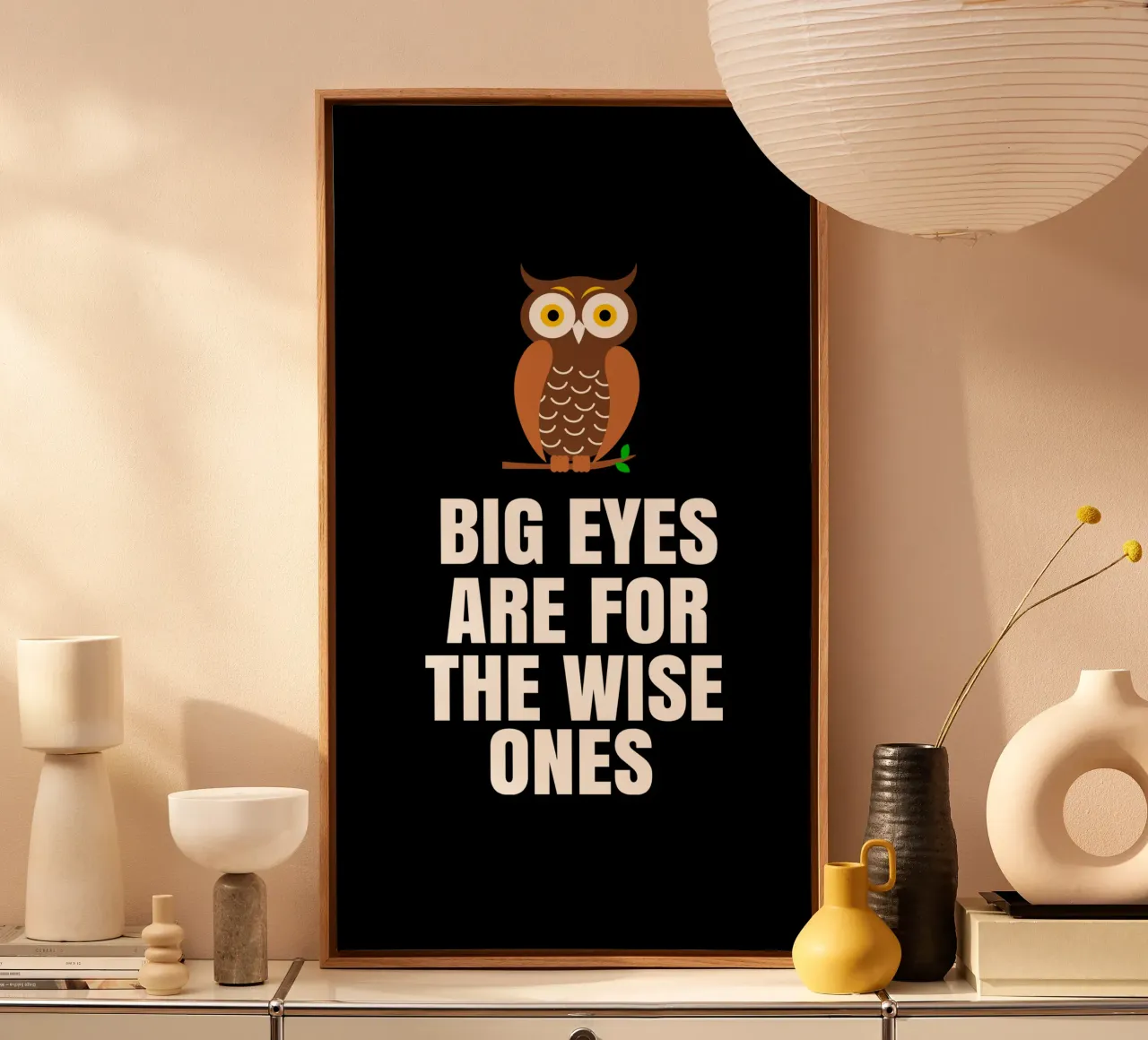 Big eyes are for the wise ones tela con Cornice a cassetta da baobabprintstore