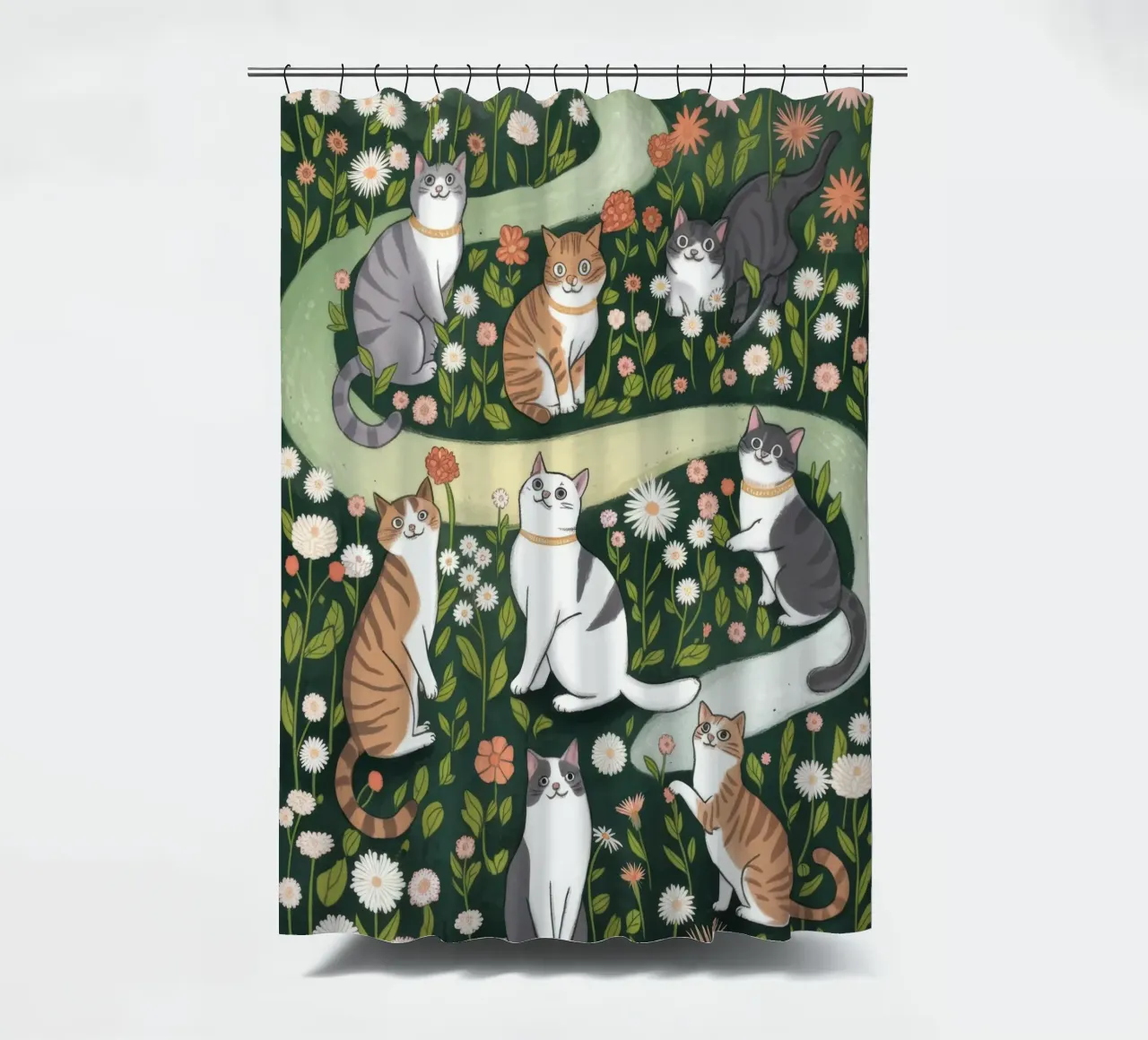 Parco giochi floreale felino tenda da doccia da Timeless Huse
