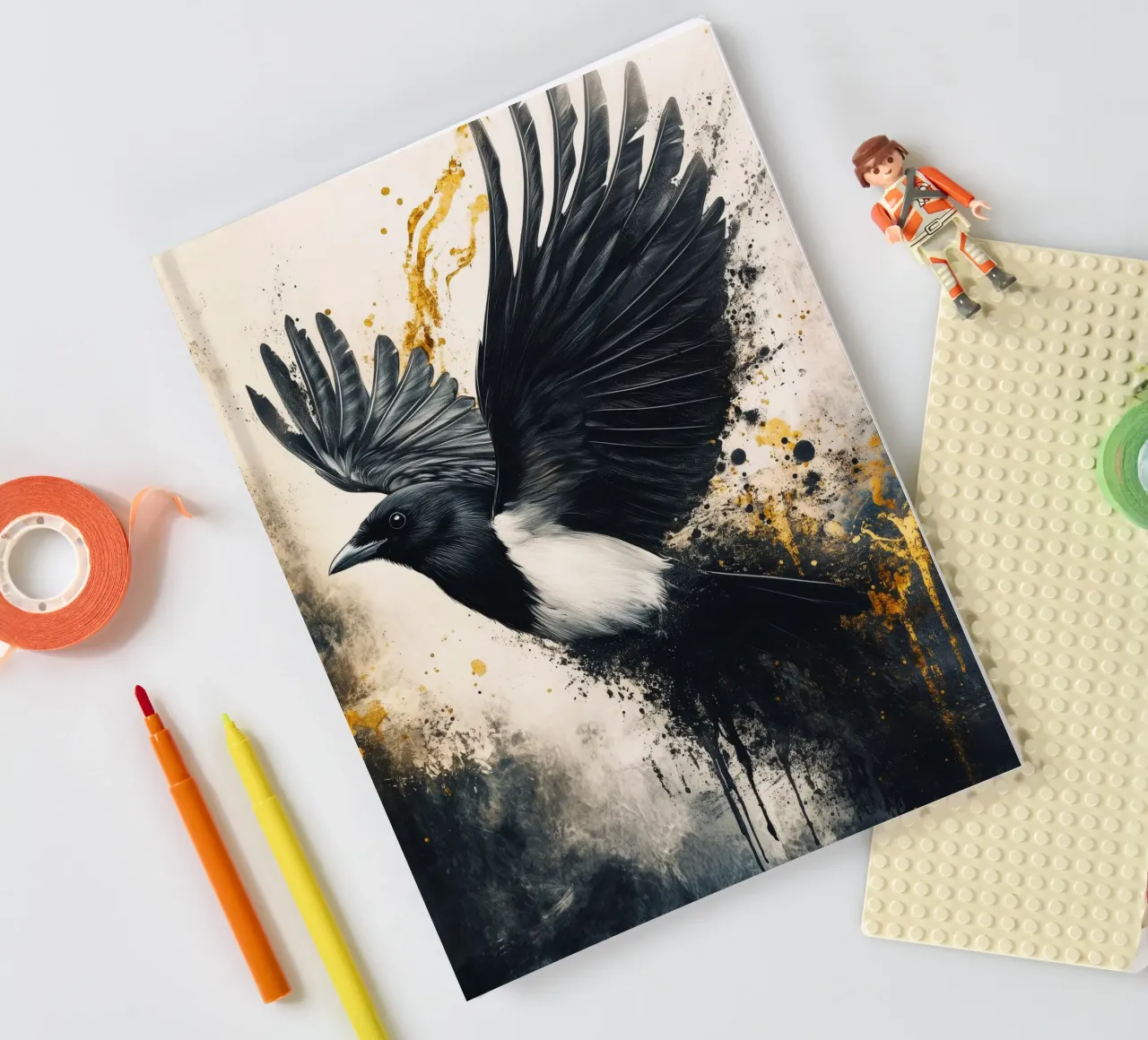 Golden Magpie notebook by Justyna Jaszke JBJart