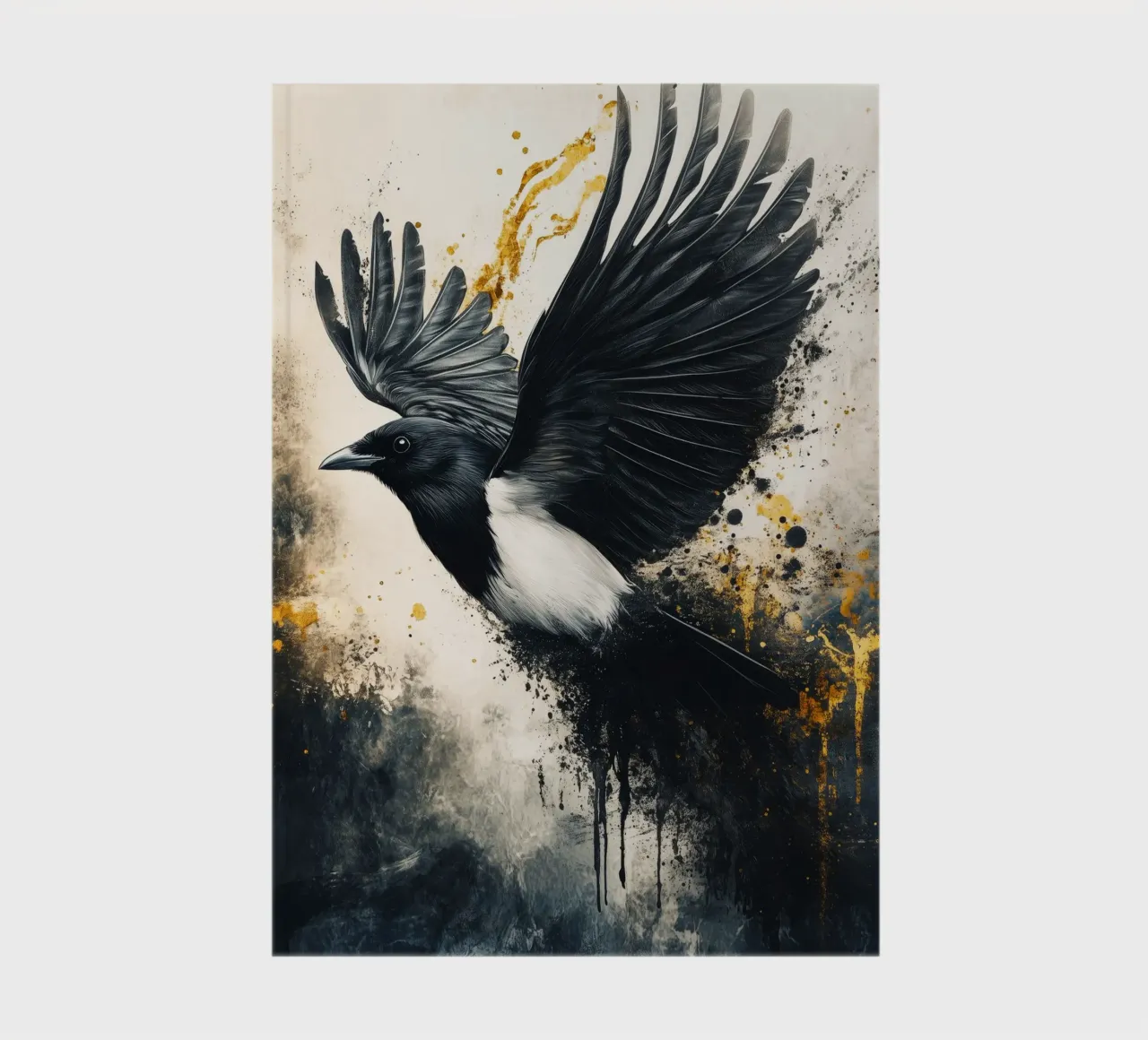 Golden Magpie notebook by Justyna Jaszke JBJart