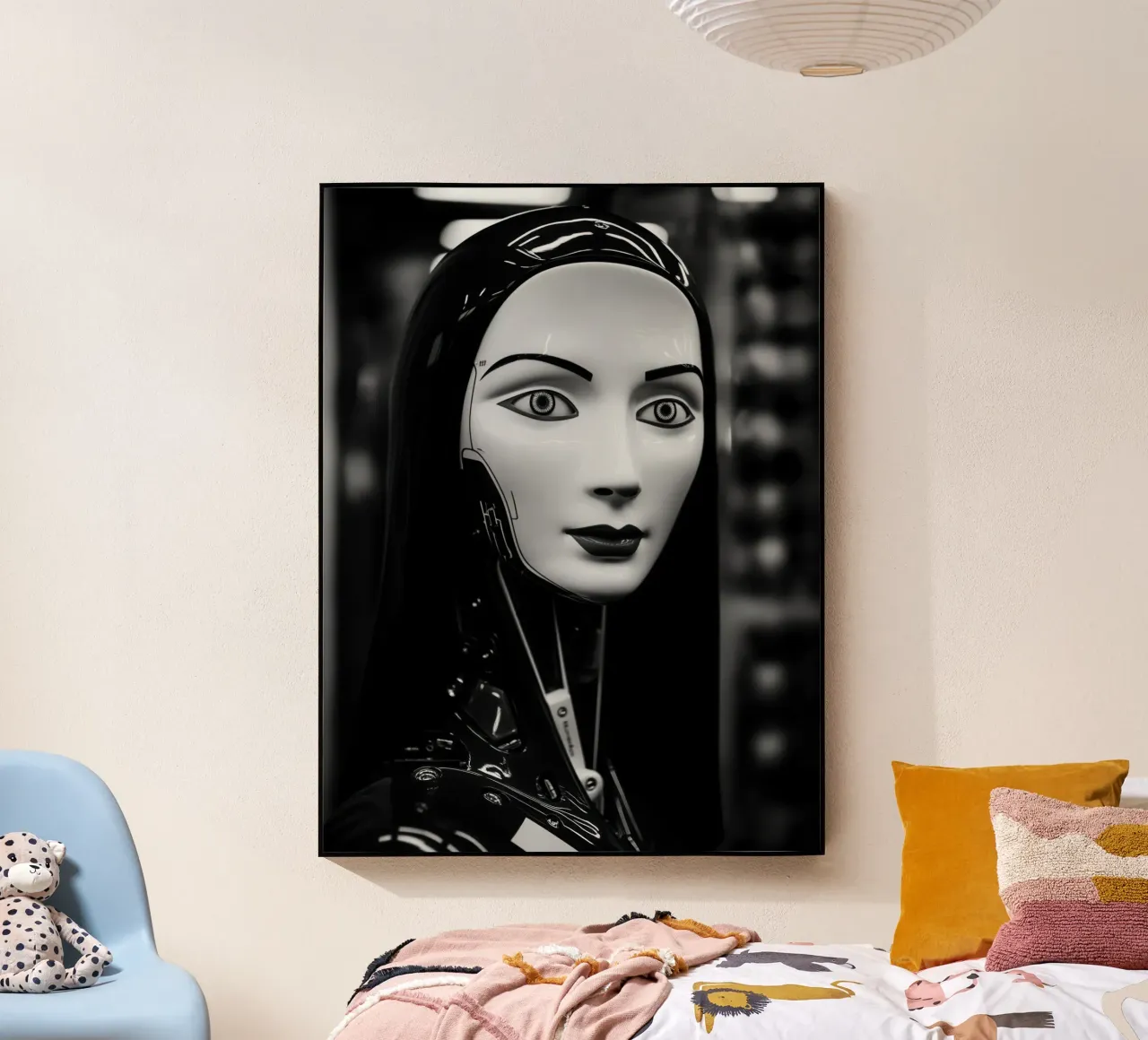 Das Lächeln der Cyber Mona Lisa | Schwarz-Weiß Foto Acryl-Glas von Autofocus