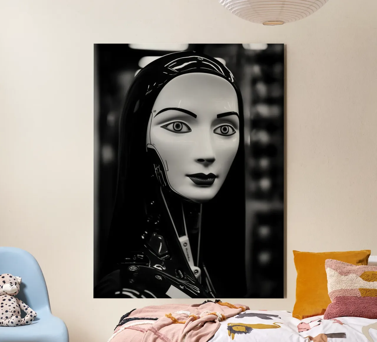 Il sorriso della Cyber Monna Lisa | Foto in bianco e nero alluminio dibond da Autofocus