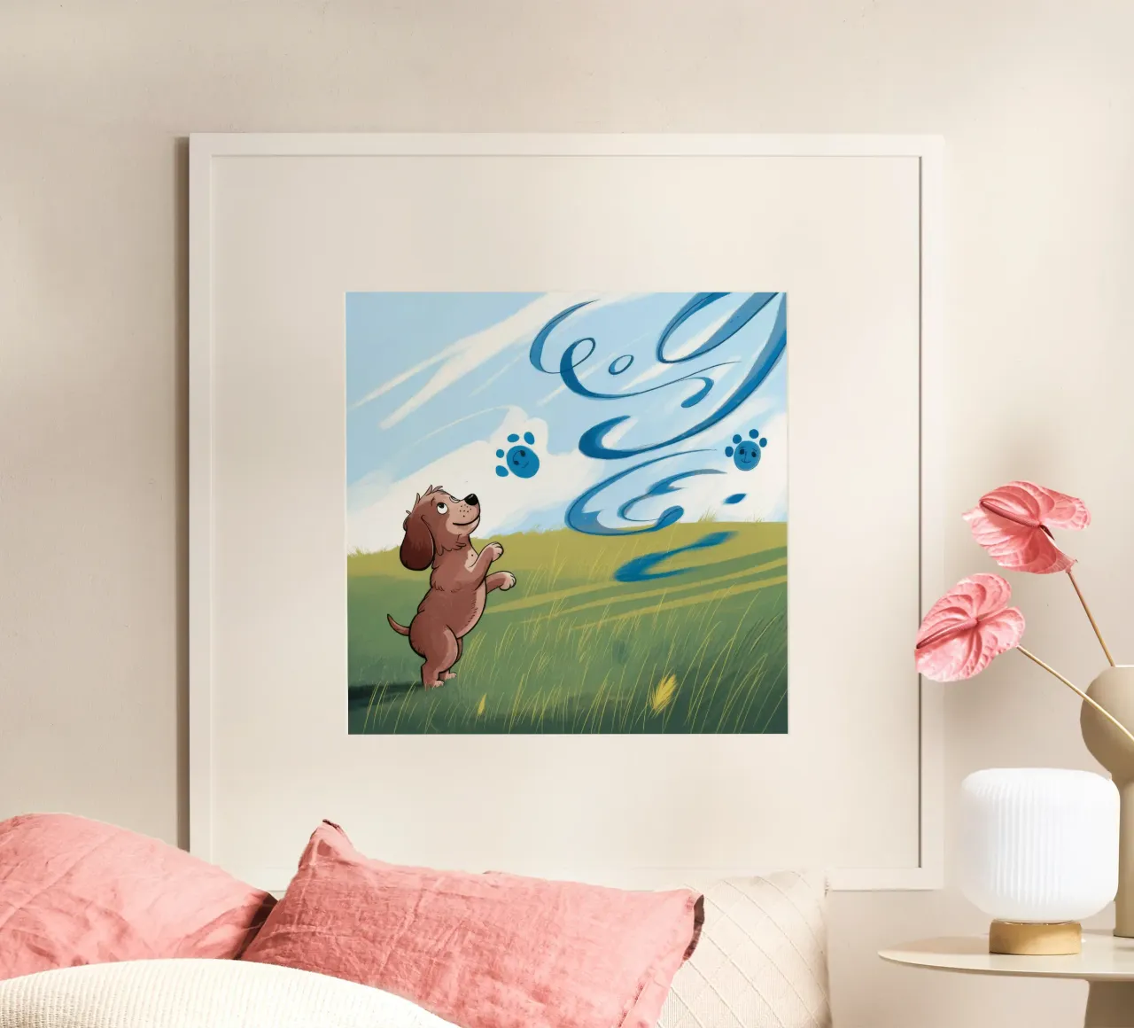 Valzer canino gioioso poster con telaio in alluminio da Timeless Huse