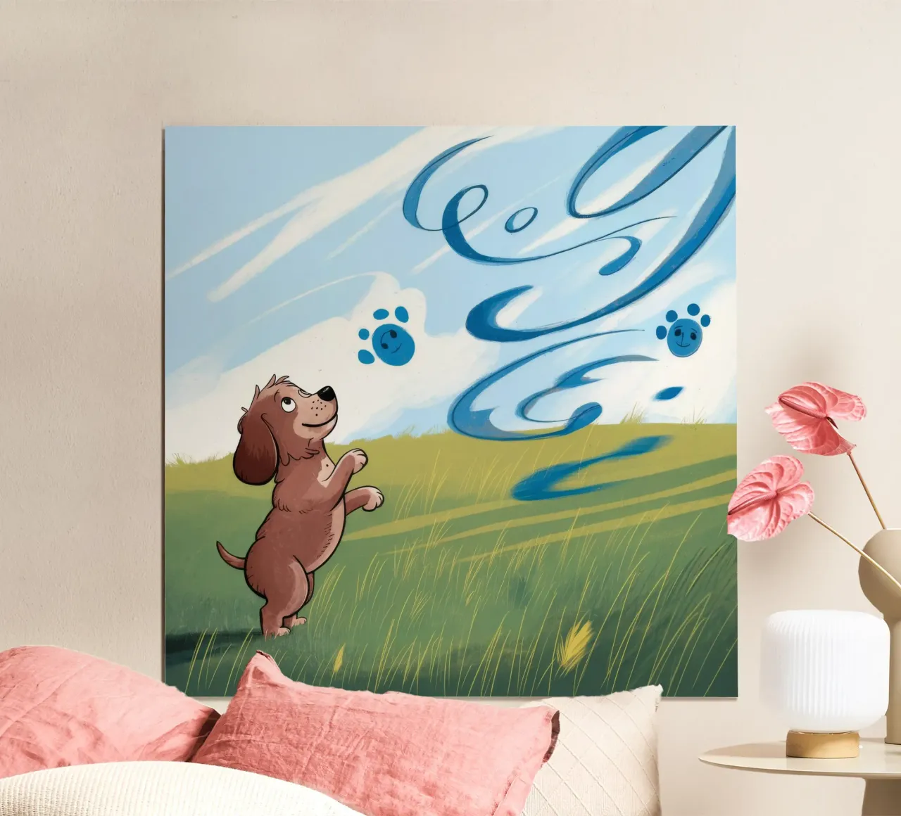 Valzer canino gioioso poster con telaio in alluminio da Timeless Huse