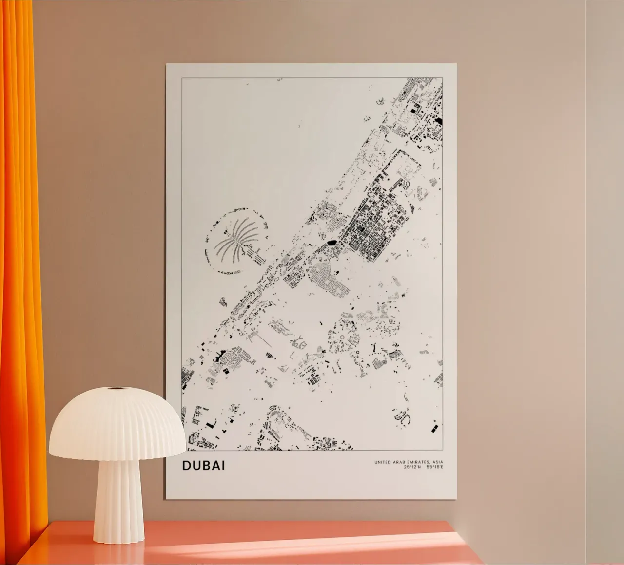 Dubai poster con telaio in legno da The Cartography Collection