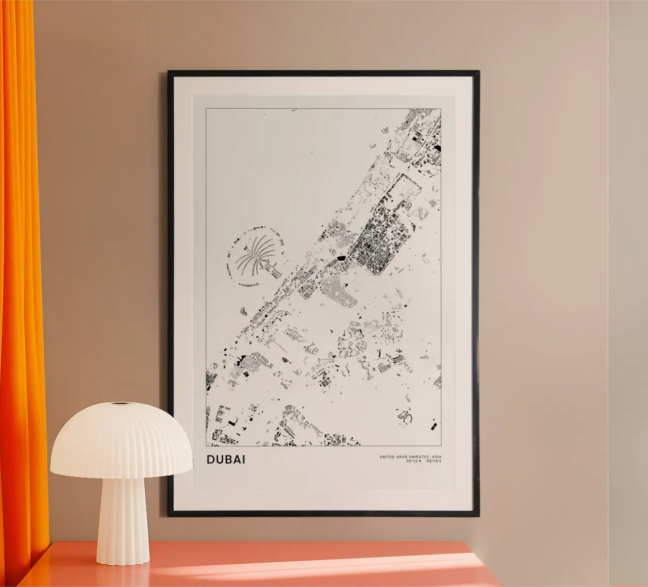 Dubai poster con telaio in legno da The Cartography Collection
