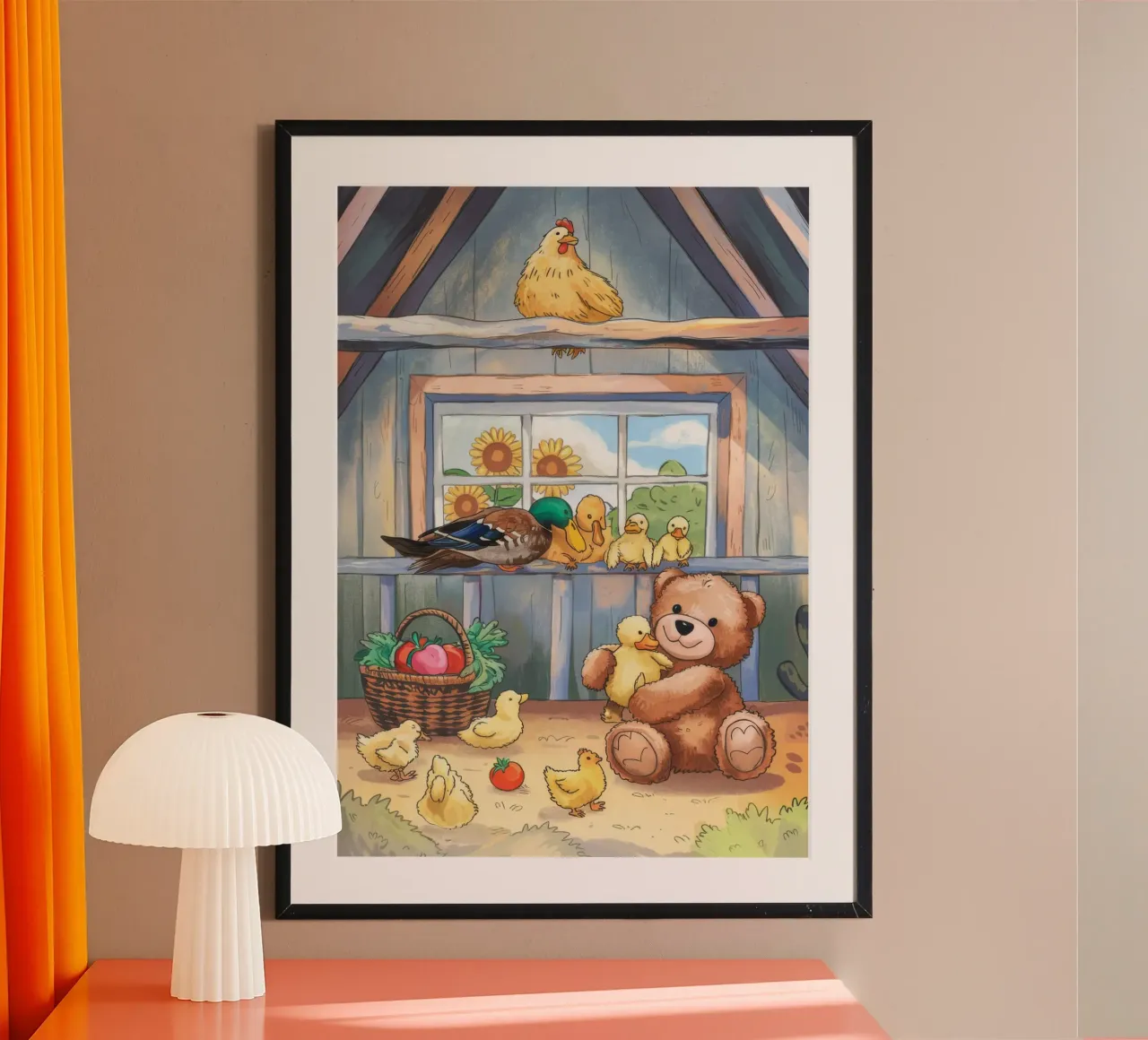 La beatitudine rustica dell'aia poster con telaio in plastica da Timeless Huse