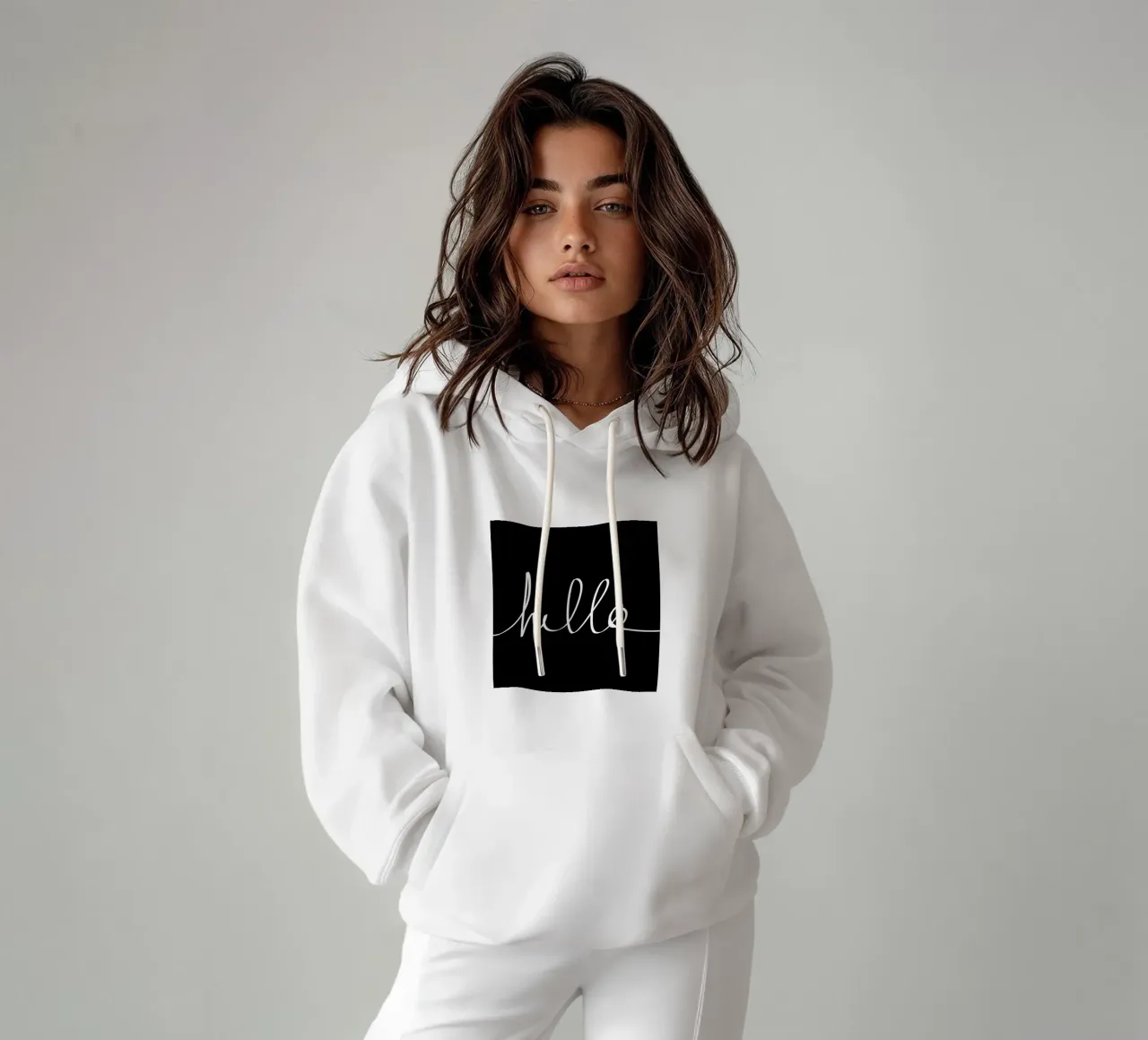 Hello felpa con cappuccio da Leah Flores