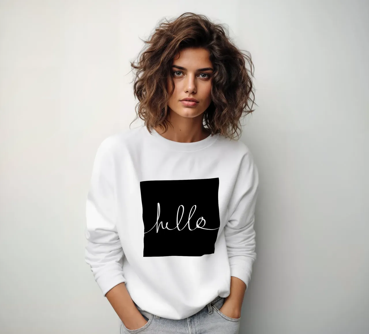 Hello sweatshirt by Leah Flores