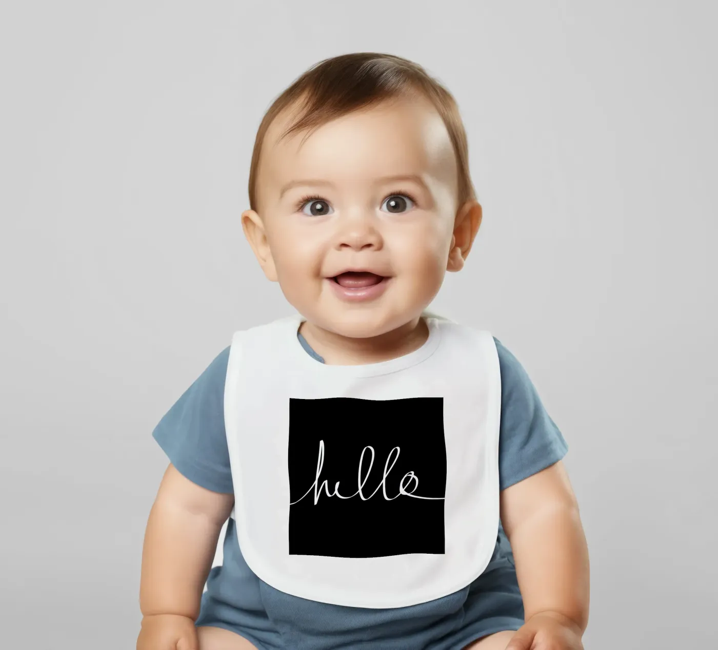 Hello baby bib by Leah Flores