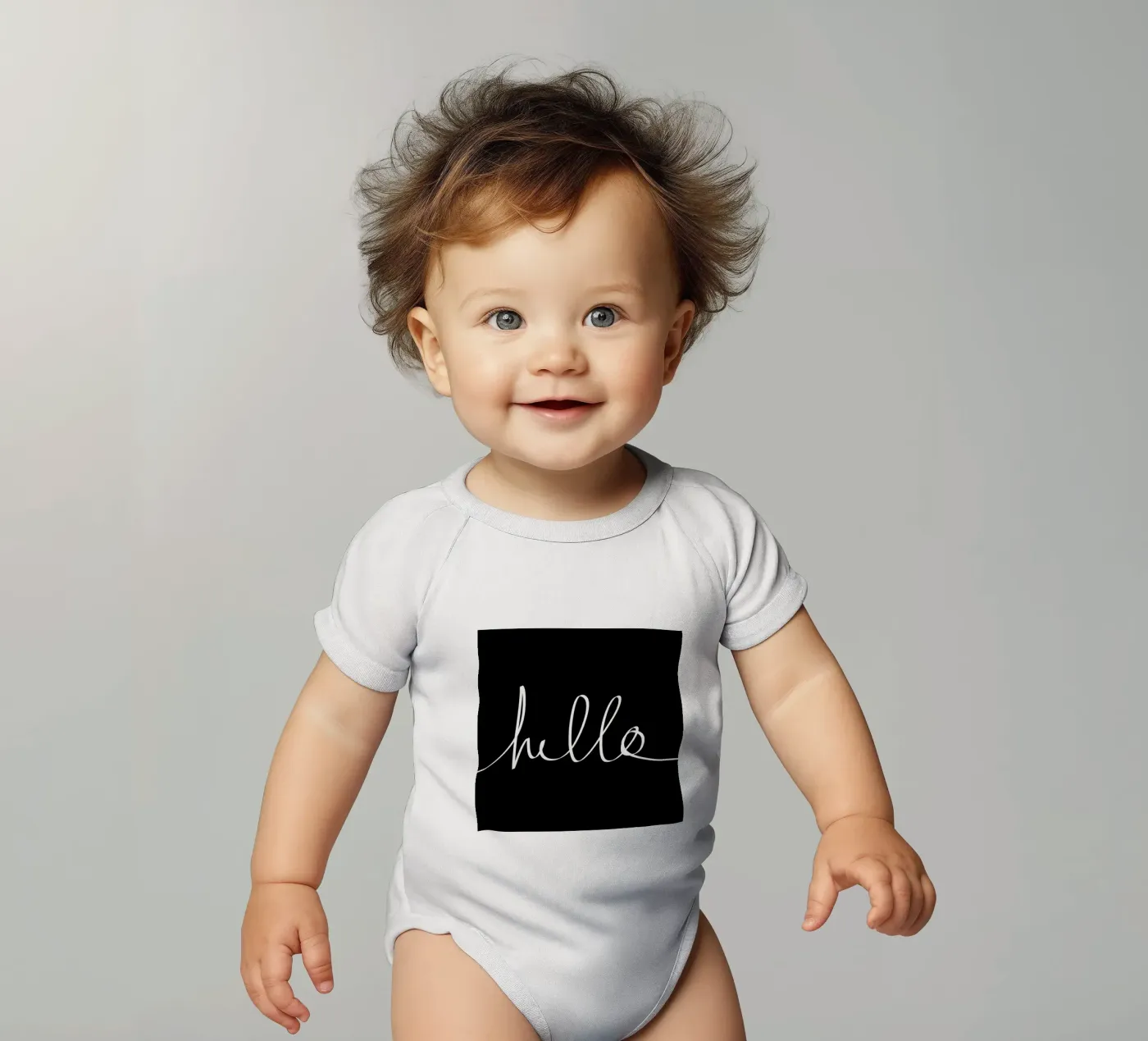 Hello Kurzarm Babybody von Leah Flores
