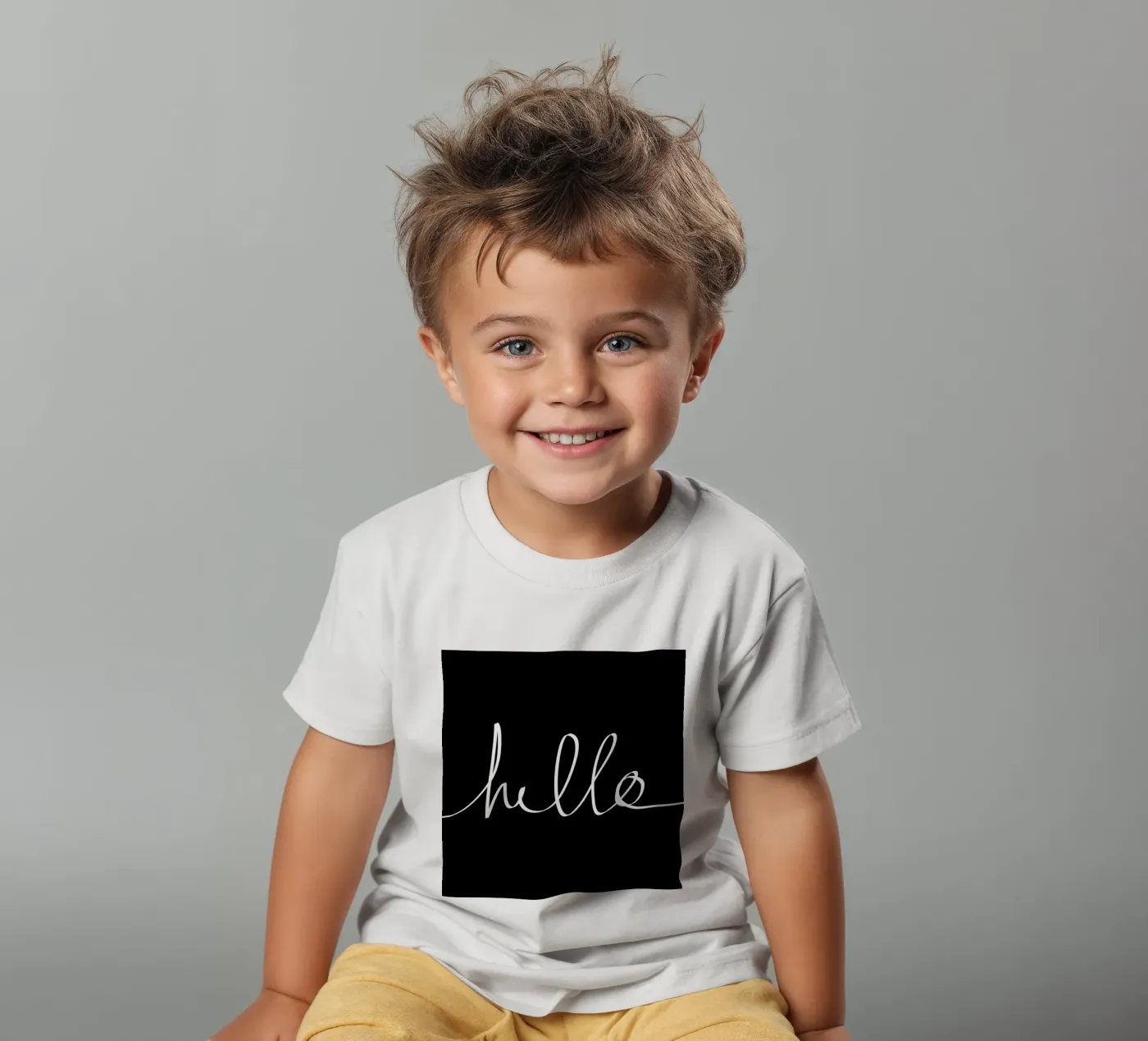 Hello kinder t-shirt van Leah Flores