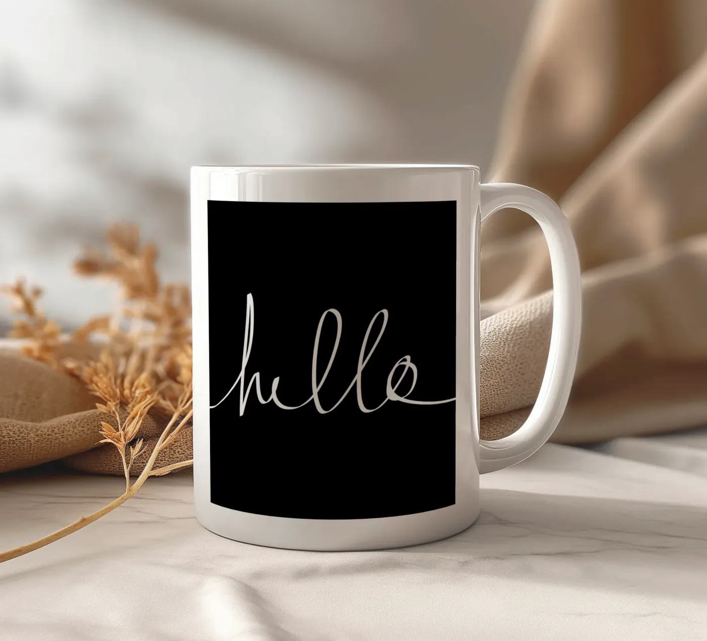 Hello ceramic mug by Leah Flores