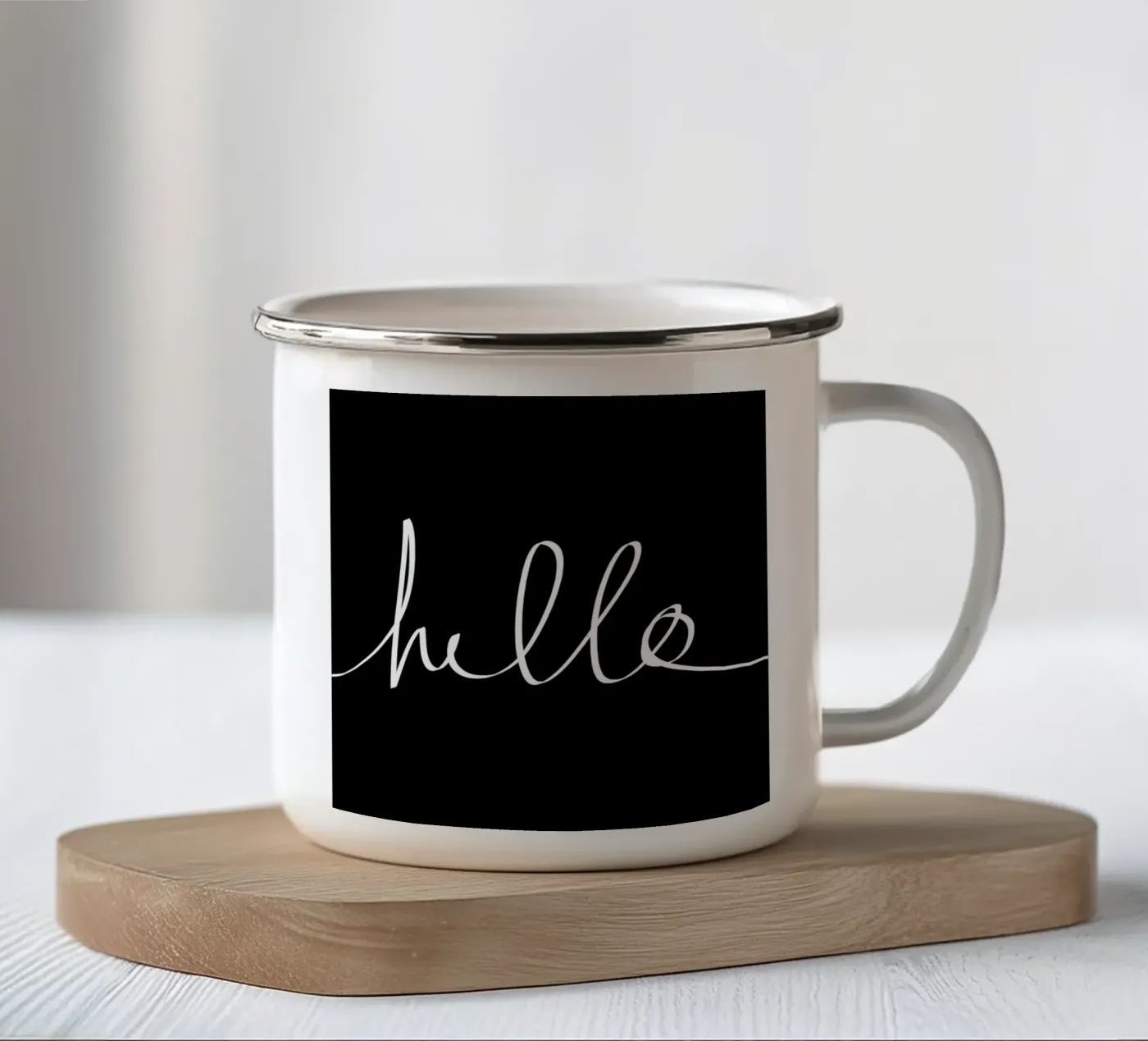 Hello emaille mok van Leah Flores