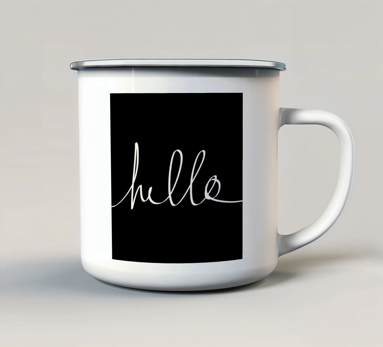Hello tazza in smalto da Leah Flores