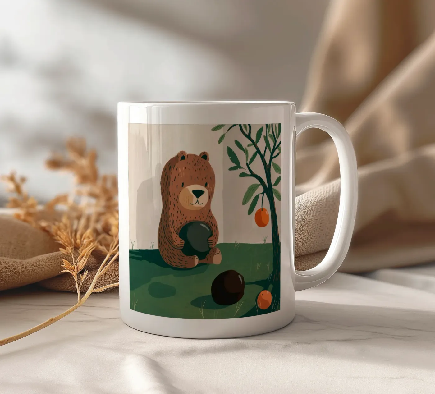 Harvest Bear Delight ceramic mug by Timeless Huse