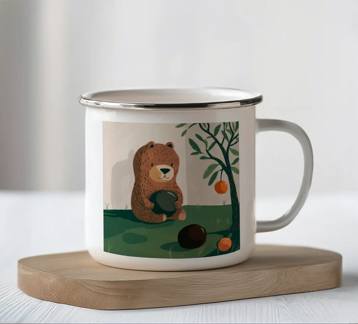 Harvest Bear Delight emaille mok van Timeless Huse