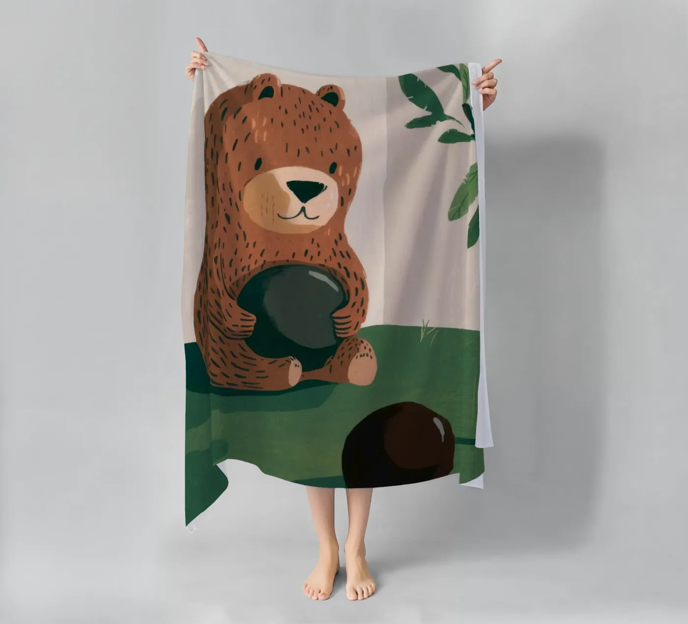 Harvest Bear Delight beach towel by Timeless Huse