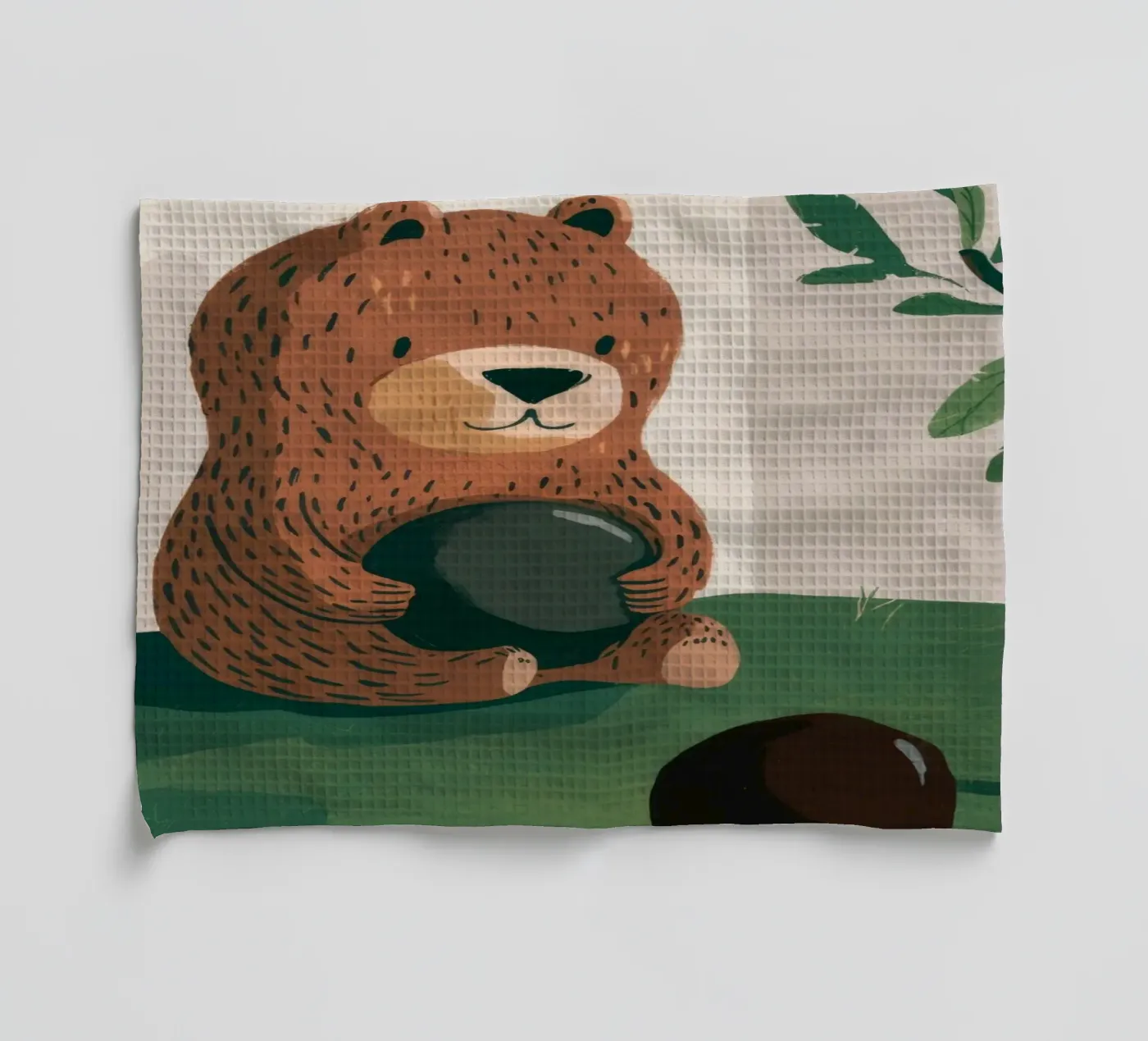 Harvest Bear Delight tea towel by Timeless Huse
