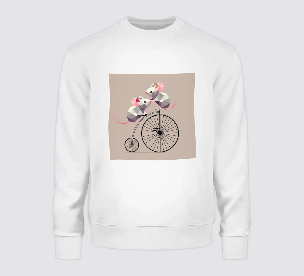 Due simpatici topi poligonali su un nostalgico penny-farthing felpa da namosh