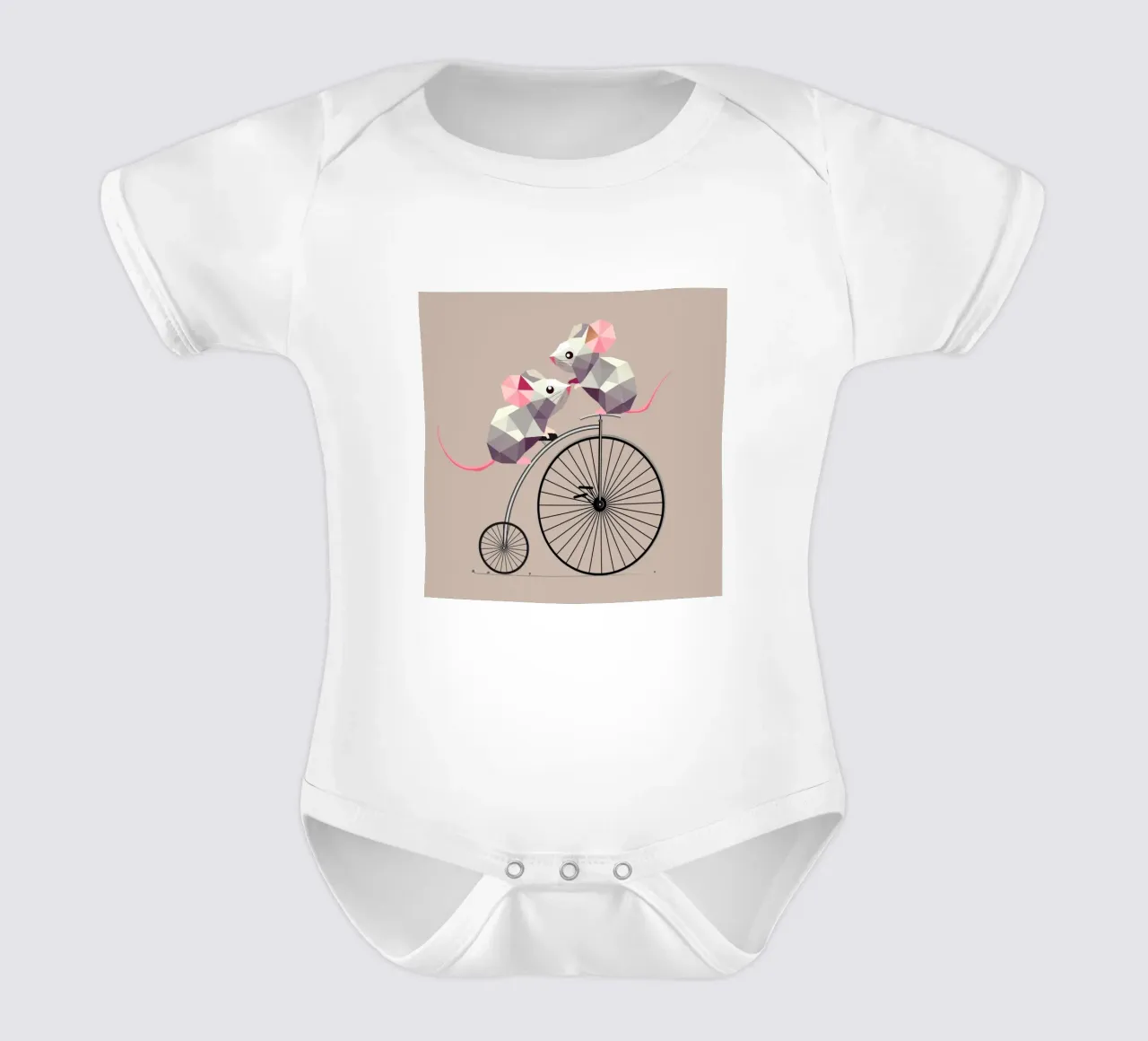 Due simpatici topi poligonali su un nostalgico penny-farthing body neonato maniche corte da namosh