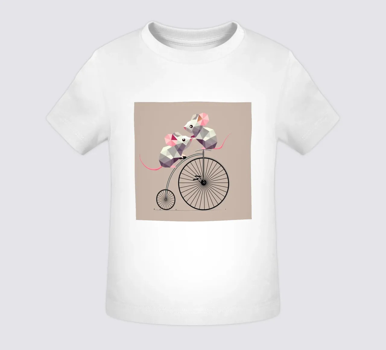 Due simpatici topi poligonali su un nostalgico penny-farthing maglietta neonato da namosh